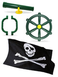 Toy Climbing Frame MEGA Accessory Bundle - Pirate Steering Wheel, Telescope, Periscope, Binoculars, Pirate Flag & Handles - Green