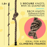 Knotted Climbing Rope 3 Knots for Kids Climbing Frames and Tree Houses - HIKS