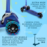 LA Sports 3 Wheel Tri Scooter for Kids Childrens Boys & Girls with Flashing LED Wheels - Black - HIKS