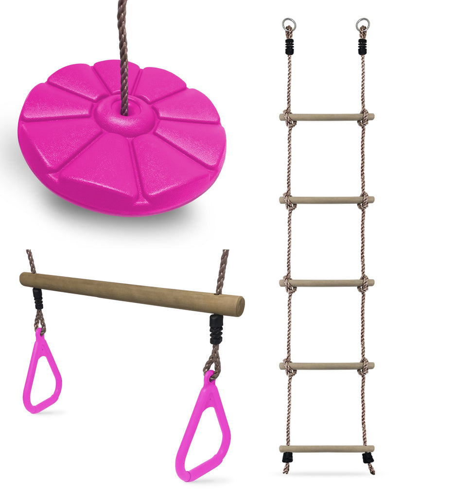 HIKS Trapeze, Rope Ladder and Button Swing Bundle - Available in 5 Col