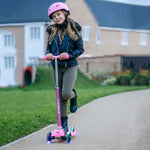 LA Sports 3 Wheel Tri Scooter for Kids Childrens Boys & Girls with Flashing LED Wheels - Pink - HIKS