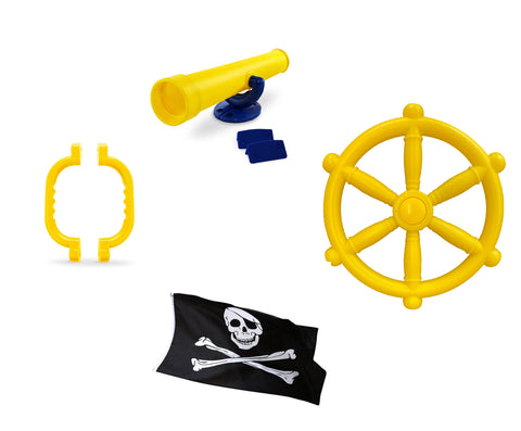 Toy Climbing Frame Accessories Bundle - Pirate Steering Wheel, Telescope & Handles - Yellow
